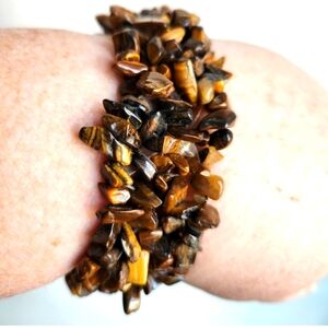 Gold Tiger's Eye Stone Chip Bracelet